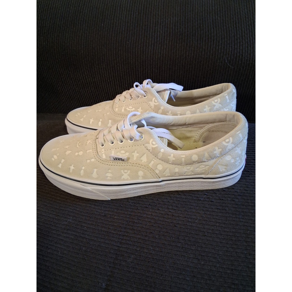 Vans Era Suede "Area 66" hyrogliphics Cream Off White Low Top Sneakers Mens 9.5
